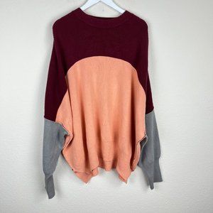 Free People Burgundy, Peach, and Gray Sweater